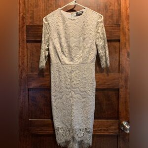 LULUs gray long sleeve lace dress size medium
